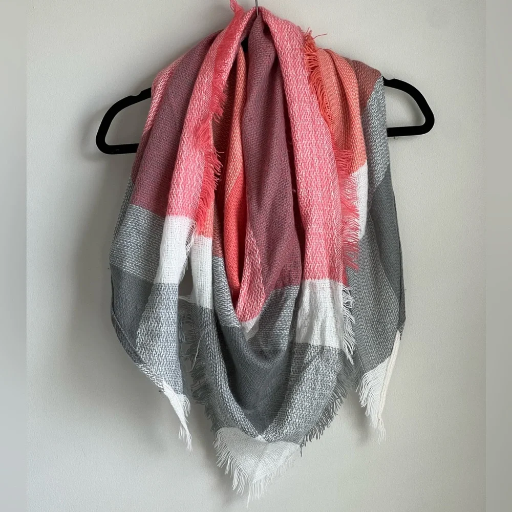 Wander Agio Warm Long Shawl Winter Large Knit Cashmere Feel Plaid Triangle Scarf
